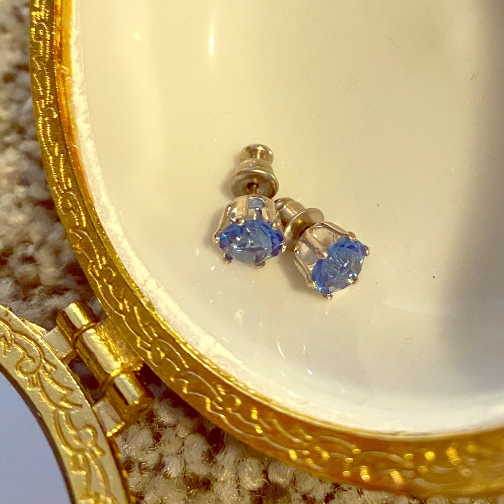 Blue rhinestone earrings